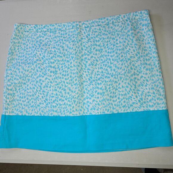 MICHAEL Michael Kors Dresses & Skirts - Michael Kors Stretch Cotton Turquoise Animal Print Satin Lined Mini Skirt 16